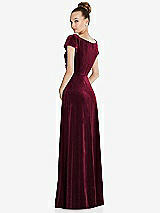 Rear View Thumbnail - Cabernet Cap Sleeve Faux Wrap Velvet Maxi Dress with Pockets