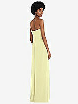 Rear View Thumbnail - Butter Yellow Strapless Sweetheart Maxi Dress with Pleated Front Slit 