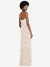 Rear View Thumbnail - Coquette Floral Print Strapless Sweetheart Maxi Dress with Pleated Front Slit 