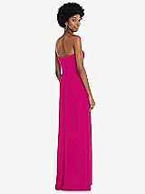 Rear View Thumbnail - Think Pink Strapless Sweetheart Maxi Dress with Pleated Front Slit 