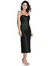 Side View Thumbnail - Black Open-Back Convertible Strap Midi Bias Slip Dress