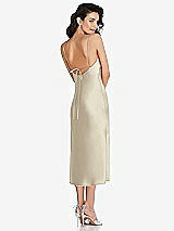 Rear View Thumbnail - Champagne Open-Back Convertible Strap Midi Bias Slip Dress