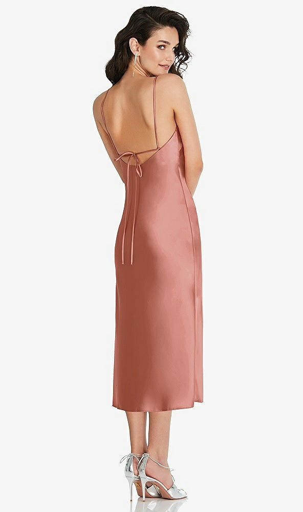 Back View - Desert Rose Open-Back Convertible Strap Midi Bias Slip Dress