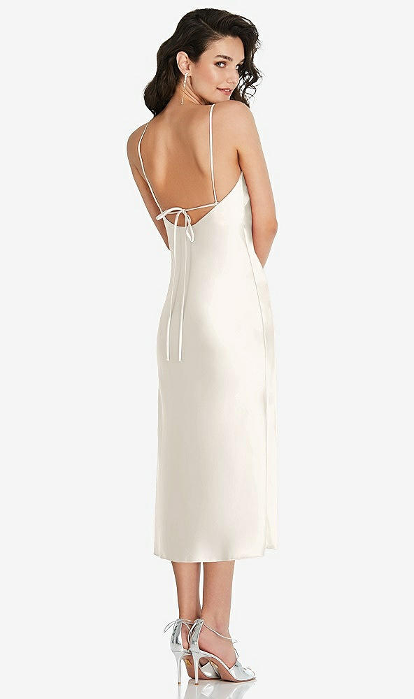 Back View - Ivory Open-Back Convertible Strap Midi Bias Slip Dress