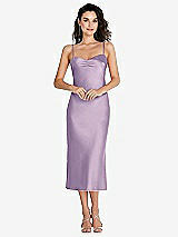 Front View Thumbnail - Pale Purple Open-Back Convertible Strap Midi Bias Slip Dress