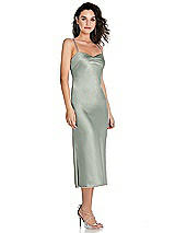 Side View Thumbnail - Willow Green Open-Back Convertible Strap Midi Bias Slip Dress