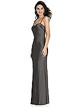 Side View Thumbnail - Caviar Gray Open-Back Convertible Strap Maxi Bias Slip Dress