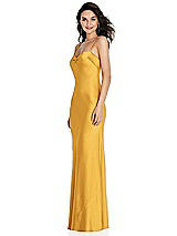 Side View Thumbnail - NYC Yellow Open-Back Convertible Strap Maxi Bias Slip Dress