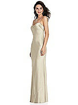 Side View Thumbnail - Champagne Open-Back Convertible Strap Maxi Bias Slip Dress