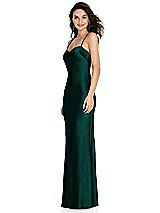 Side View Thumbnail - Evergreen Open-Back Convertible Strap Maxi Bias Slip Dress