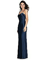 Side View Thumbnail - Midnight Navy Open-Back Convertible Strap Maxi Bias Slip Dress