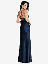 Rear View Thumbnail - Midnight Navy Open-Back Convertible Strap Maxi Bias Slip Dress