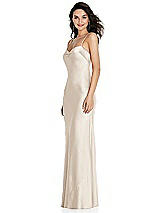 Side View Thumbnail - Oat Open-Back Convertible Strap Maxi Bias Slip Dress