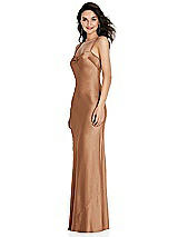 Side View Thumbnail - Toffee Open-Back Convertible Strap Maxi Bias Slip Dress