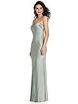 Side View Thumbnail - Willow Green Open-Back Convertible Strap Maxi Bias Slip Dress