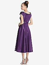 Rear View Thumbnail - Majestic Cap Sleeve Faux Wrap Satin Midi Dress with Pockets