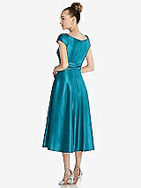 Rear View Thumbnail - Oasis Cap Sleeve Faux Wrap Satin Midi Dress with Pockets