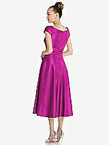 Rear View Thumbnail - American Beauty Cap Sleeve Faux Wrap Satin Midi Dress with Pockets