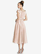 Rear View Thumbnail - Cameo Cap Sleeve Faux Wrap Satin Midi Dress with Pockets