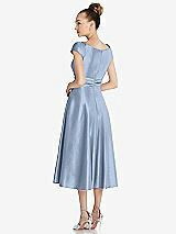 Rear View Thumbnail - Cloudy Cap Sleeve Faux Wrap Satin Midi Dress with Pockets