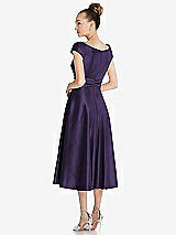 Rear View Thumbnail - Concord Cap Sleeve Faux Wrap Satin Midi Dress with Pockets