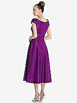 Rear View Thumbnail - Dahlia Cap Sleeve Faux Wrap Satin Midi Dress with Pockets