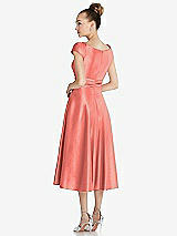 Rear View Thumbnail - Ginger Cap Sleeve Faux Wrap Satin Midi Dress with Pockets