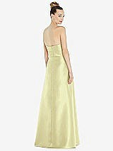 Rear View Thumbnail - Butter Yellow Basque-Neck Strapless Satin Gown with Mini Sash