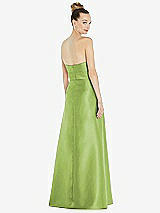 Rear View Thumbnail - Mojito Basque-Neck Strapless Satin Gown with Mini Sash