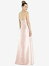 Rear View Thumbnail - Blush Basque-Neck Strapless Satin Gown with Mini Sash