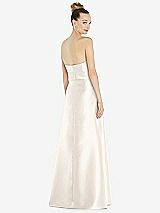 Rear View Thumbnail - Ivory Basque-Neck Strapless Satin Gown with Mini Sash