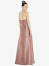 Rear View Thumbnail - Neu Nude Basque-Neck Strapless Satin Gown with Mini Sash