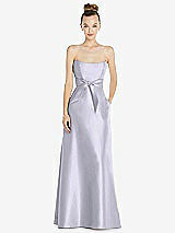 Front View Thumbnail - Silver Dove Basque-Neck Strapless Satin Gown with Mini Sash