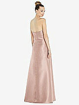 Rear View Thumbnail - Toasted Sugar Basque-Neck Strapless Satin Gown with Mini Sash