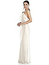 Side View Thumbnail - Ivory Diamond Halter Bias Maxi Slip Dress with Convertible Straps