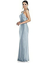 Side View Thumbnail - Mist Diamond Halter Bias Maxi Slip Dress with Convertible Straps