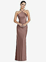 Front View Thumbnail - Sienna Diamond Halter Bias Maxi Slip Dress with Convertible Straps