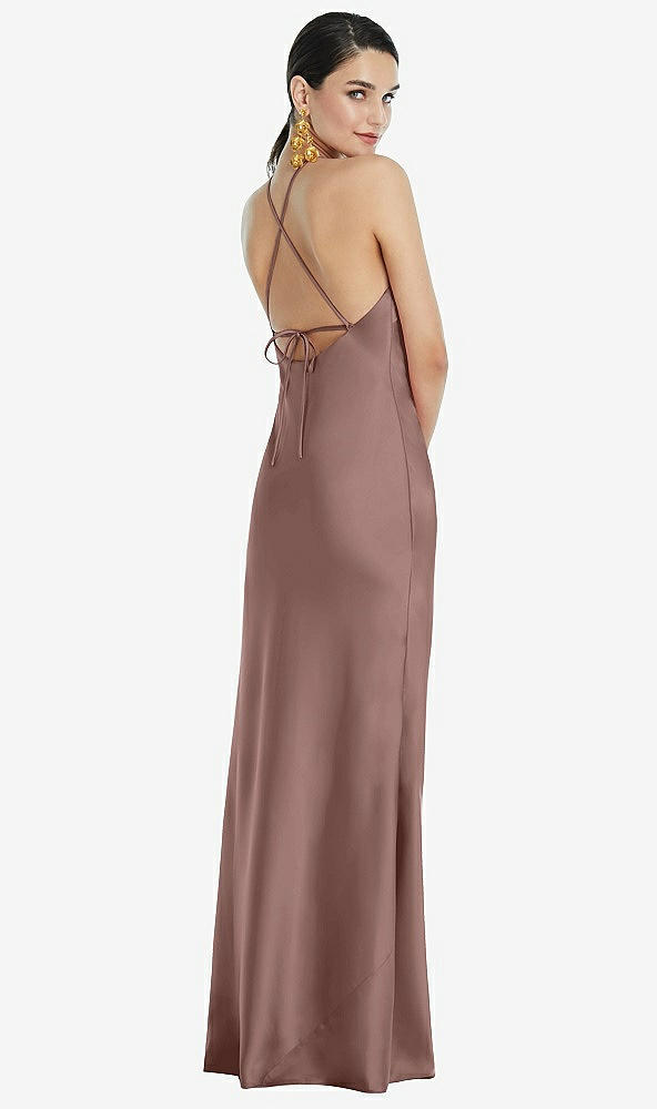 Back View - Sienna Diamond Halter Bias Maxi Slip Dress with Convertible Straps