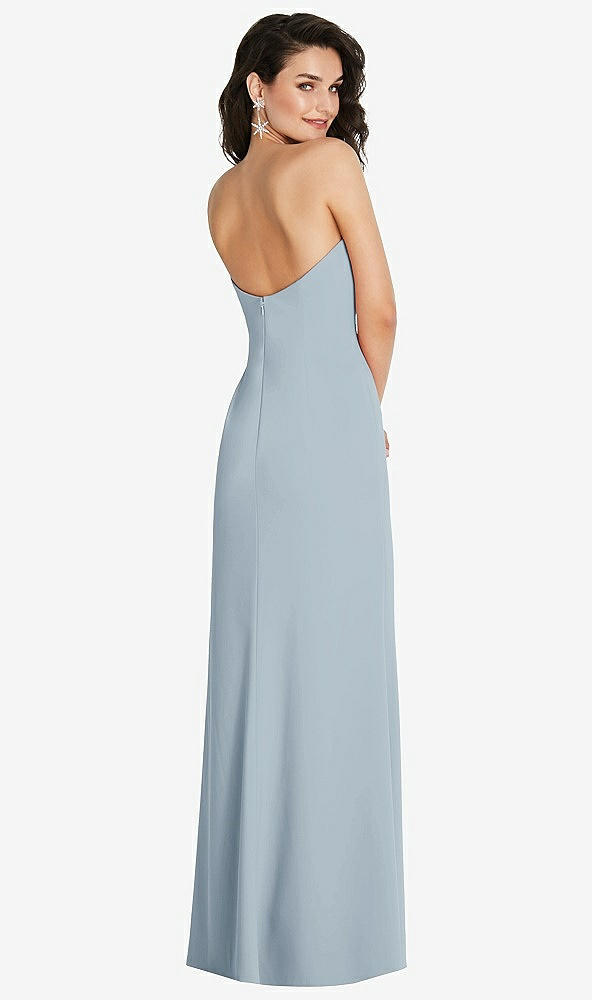 Back View - Mist Strapless Scoop Back Maxi Dress with Front Slit