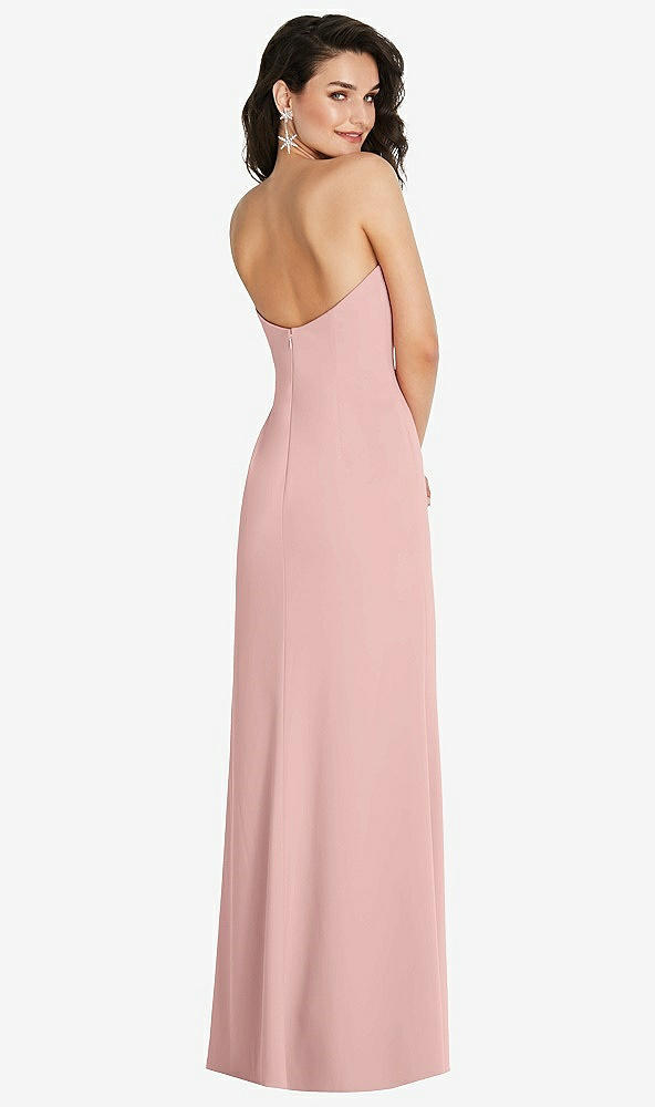 Back View - Rose - PANTONE Rose Quartz Strapless Scoop Back Maxi Dress with Front Slit