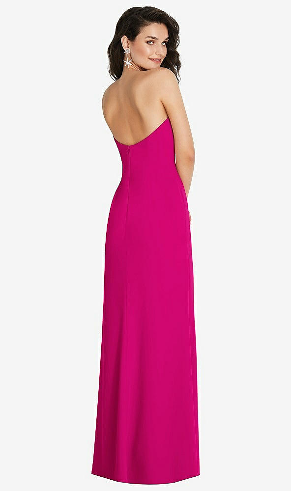 Back View - Think Pink Strapless Scoop Back Maxi Dress with Front Slit