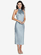 Front View Thumbnail - Mist Scarf Tie High-Neck Halter Midi Slip Dress