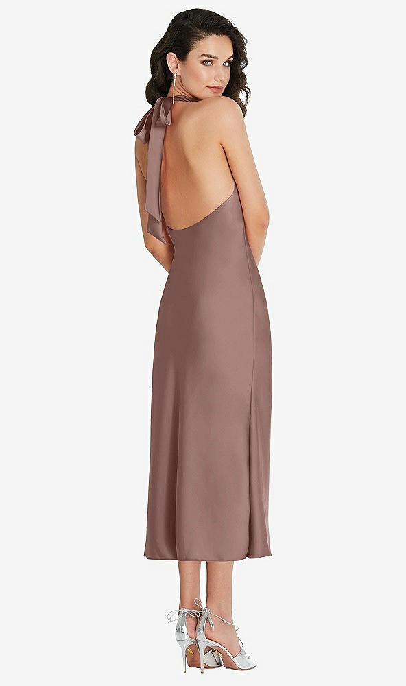 Back View - Sienna Scarf Tie High-Neck Halter Midi Slip Dress