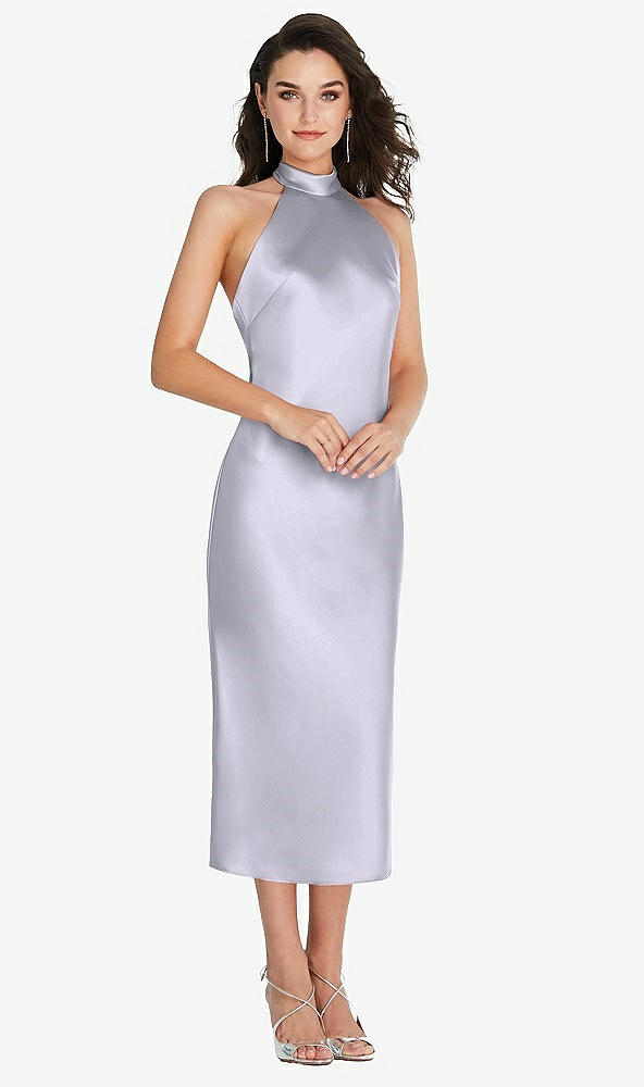 Front View - Silver Dove Scarf Tie High-Neck Halter Midi Slip Dress