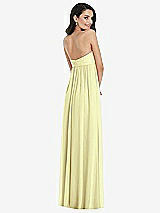 Rear View Thumbnail - Butter Yellow Twist Shirred Strapless Empire Waist Gown with Optional Straps