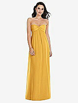 Front View Thumbnail - NYC Yellow Twist Shirred Strapless Empire Waist Gown with Optional Straps