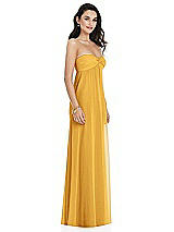 Side View Thumbnail - NYC Yellow Twist Shirred Strapless Empire Waist Gown with Optional Straps