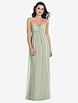 Front View Thumbnail - Celadon Twist Shirred Strapless Empire Waist Gown with Optional Straps