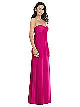 Side View Thumbnail - Think Pink Twist Shirred Strapless Empire Waist Gown with Optional Straps