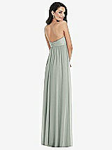 Rear View Thumbnail - Willow Green Twist Shirred Strapless Empire Waist Gown with Optional Straps